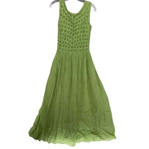 RARE Vintage 80’s Coldwater Creek Lime Green Dress Women’s Size S
